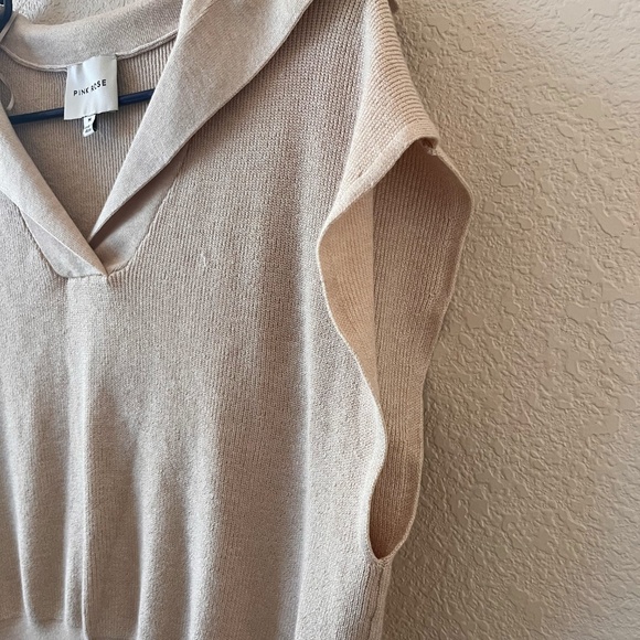 Pink Rose Cream V-Neck Sweater Top with Texture and Color NOWT - Picture 4 of 9